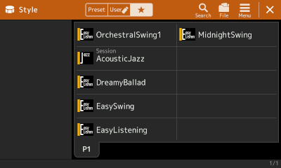 View of some styles listed under the favorites tab.