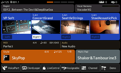 HOME screen with Perfect MIDI file loaded.