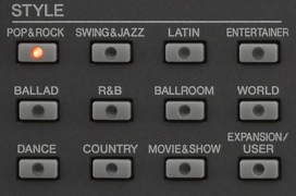 Style buttons on the PSR-S970.