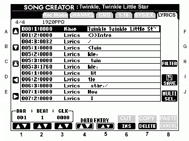 Song Creator Lyrics Tab