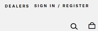 MusicSoft buttons to Sing In or Register. Also has search icon and cart icon.