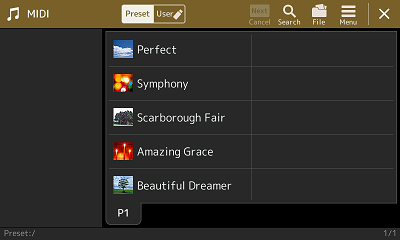 Preset MIDI files