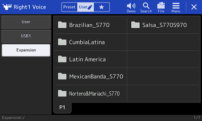 Voice screen showing 6 Latin packs