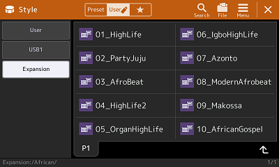 P1 of Expansion pack styles