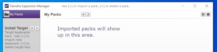 New Expansion Manager screen with no Targets or Packs installed.