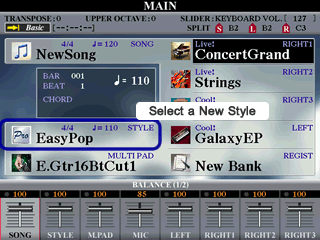 MAIN screen