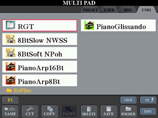 MULTI PAD display screen