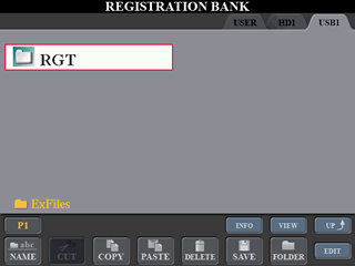 REGISTRATION BANK display screen