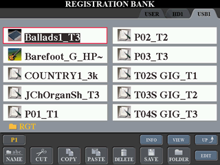 REGISTRATIONS display screen