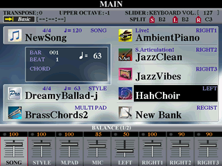 MAIN screen with DreamyBallad unaltered