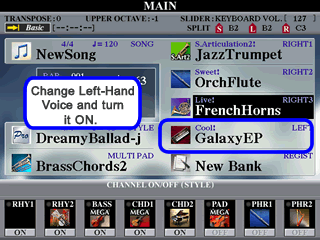 MAIN screen with GalaxyEP L voice.