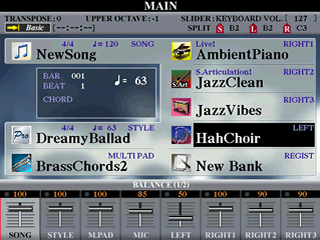 MAIN screen with DreamBallad style