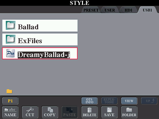 Saved style file on the USB drive