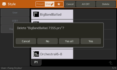 Confirmation dialog for file deletion.
