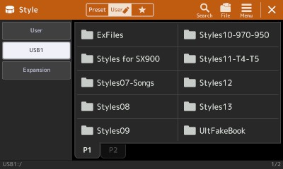 Contents of USB1 at root level.