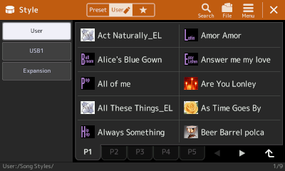Contents of Eileen folder copied over to Song Styles folder in User area.
