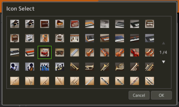 Page 1 of Icon Select screen showing 50 icons.