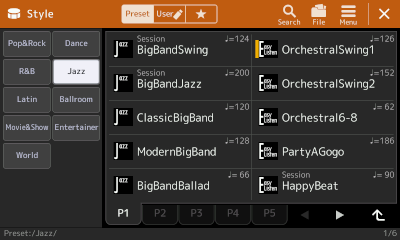 P1 of Jazz Preset styles