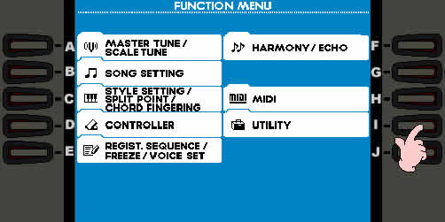 PSR-2000 Function Menu Screen