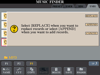 Replace Append Cancel message
