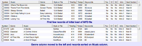 MusicFinder column display