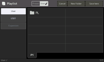 Moving to the User area to use Save Here button for new playlist.