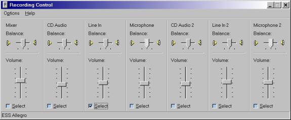 Recordinig Control optoins