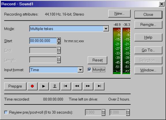 Record - Sound1 window