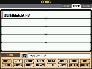 screen showing edit box to change name of song being saved.