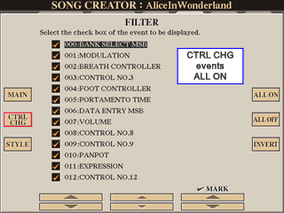 Songs - 1-16 -  FILTER - CTRL CHG