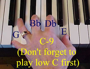 C-9 = C G Bb Db E