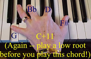 C+11 = C G Bb D F#
