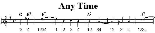 First line of music for Any Time.
