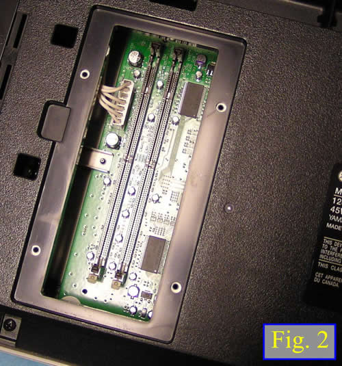 fig 2 memory bay and empty DIMM module sockets.