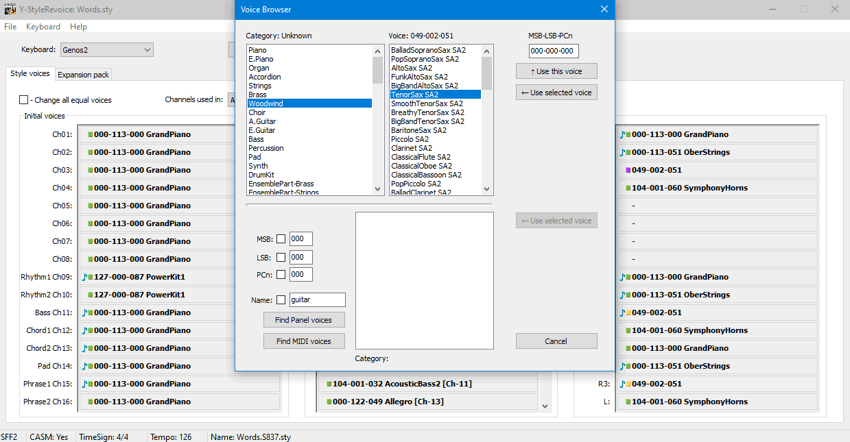 Y-StyleRevoice voice replacement selection screen