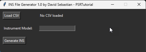 INS File Generator application interface showing CSV loading and INS file generation options